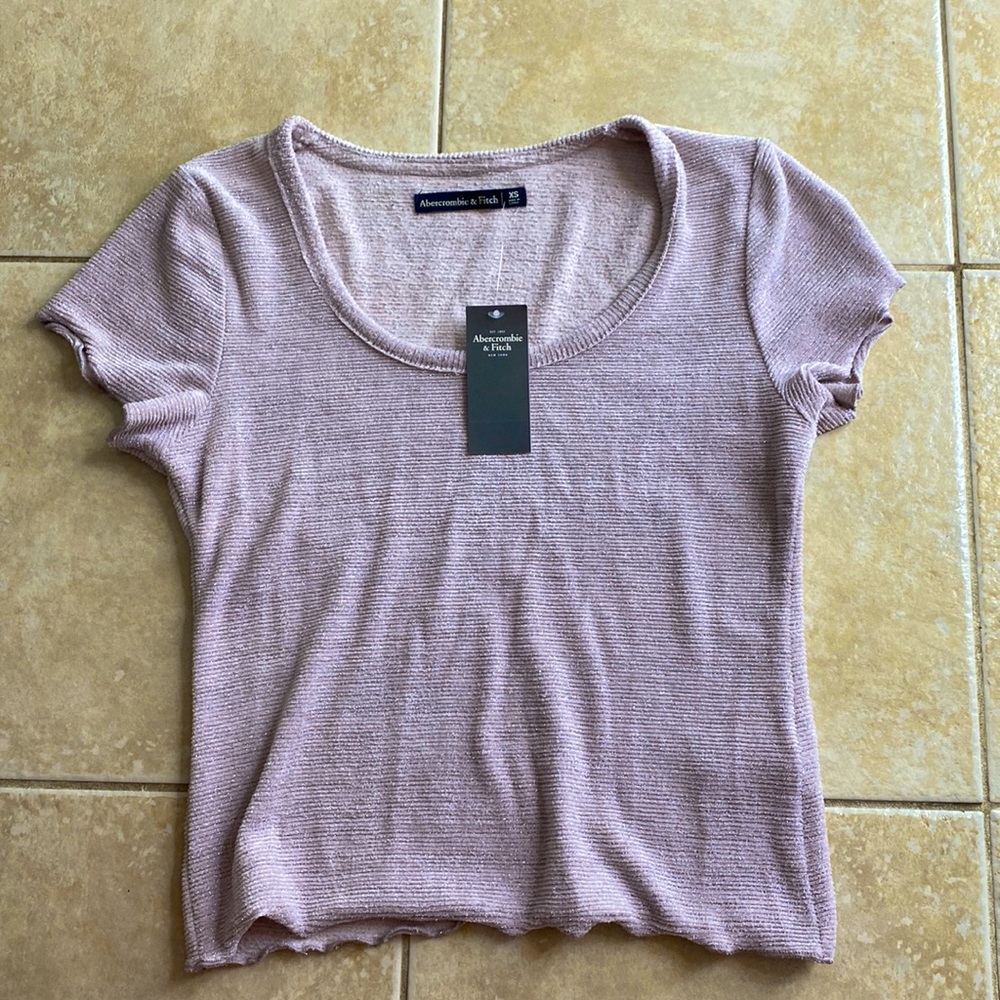 Abercrombie & Fitch XS Pink Sparkle Ribbed Shirt
